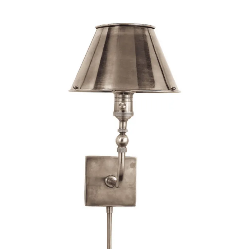 Visual Comfort Swivel Head Wall Lamp in Antique Nickel Wall Light W8" x H14"