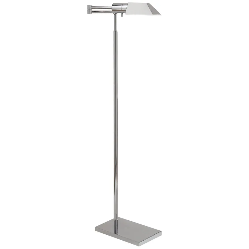Visual Comfort Studio Swing Arm Floor Lamp in Polished Nickel H43" - 57"