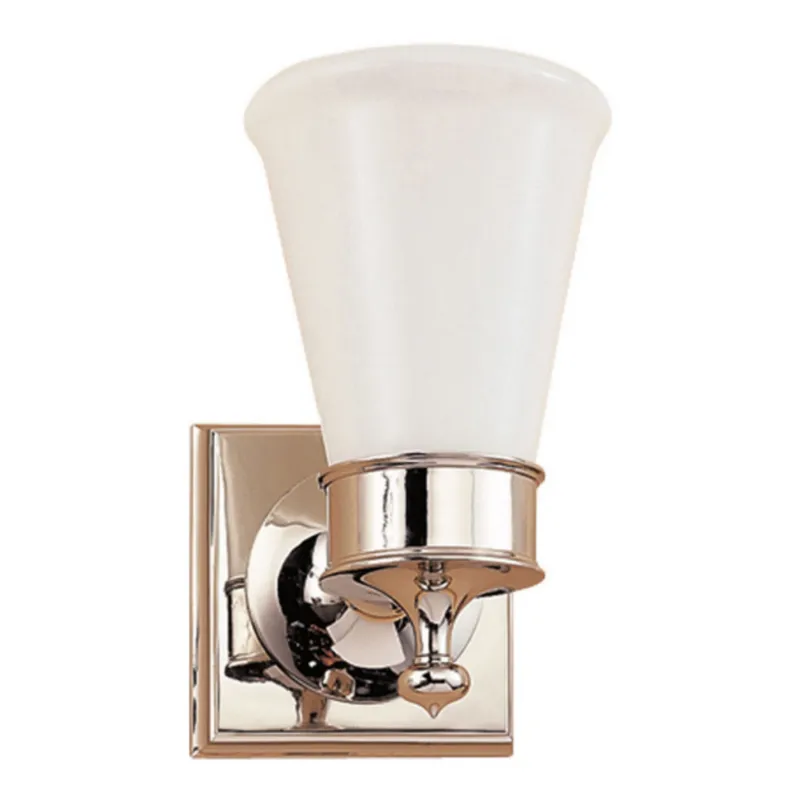 Visual Comfort Siena Single Sconce in Polished Nickel with White Glass Wall Light W4.75" x H8.25"