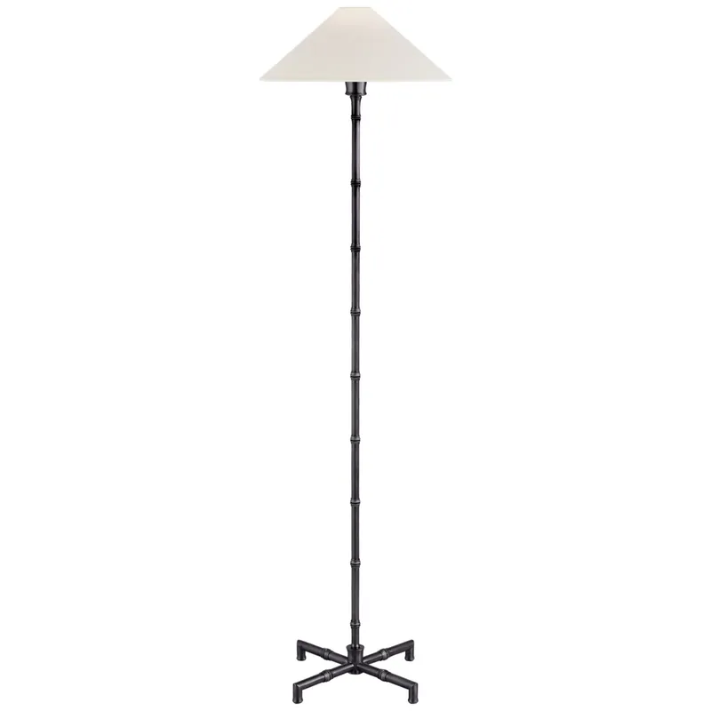 Visual Comfort Grenol Floor Lamp in Bronze with Linen Shade W14.75" x H53"