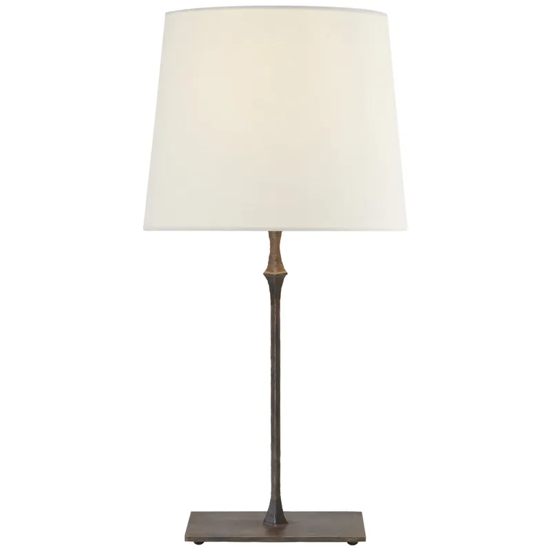 Visual Comfort Dauphine Bedside Lamp in Aged Iron with Linen Shade Table Lamp W12" x H23.5"