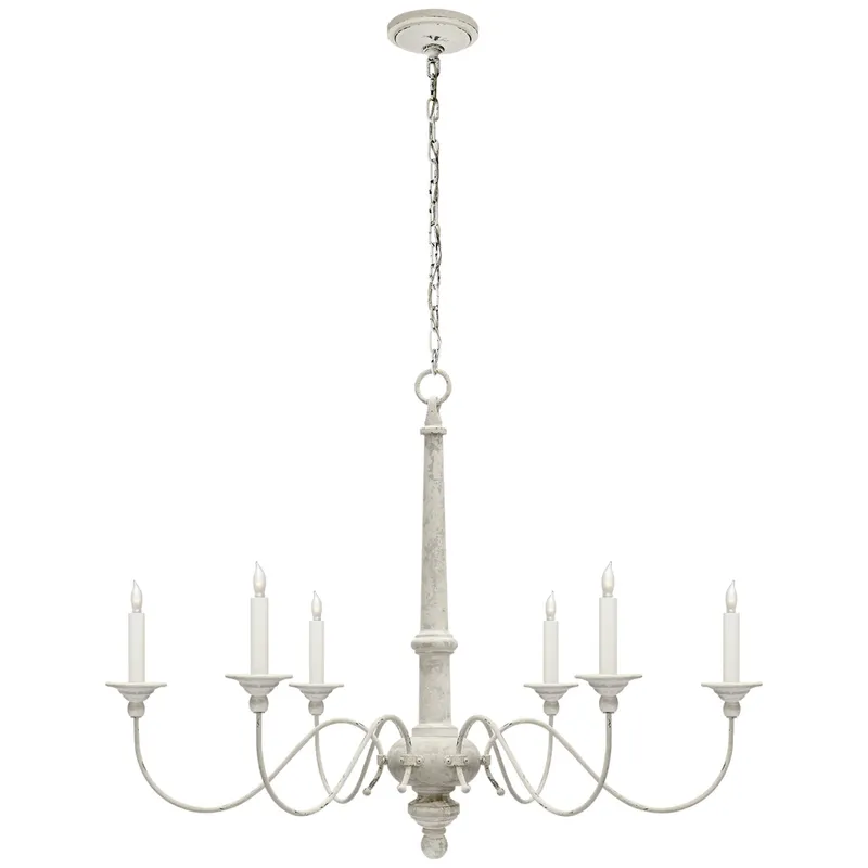 Visual Comfort Country Small Chandelier in Belgian White Ceiling Light W36.5" x H26.75"