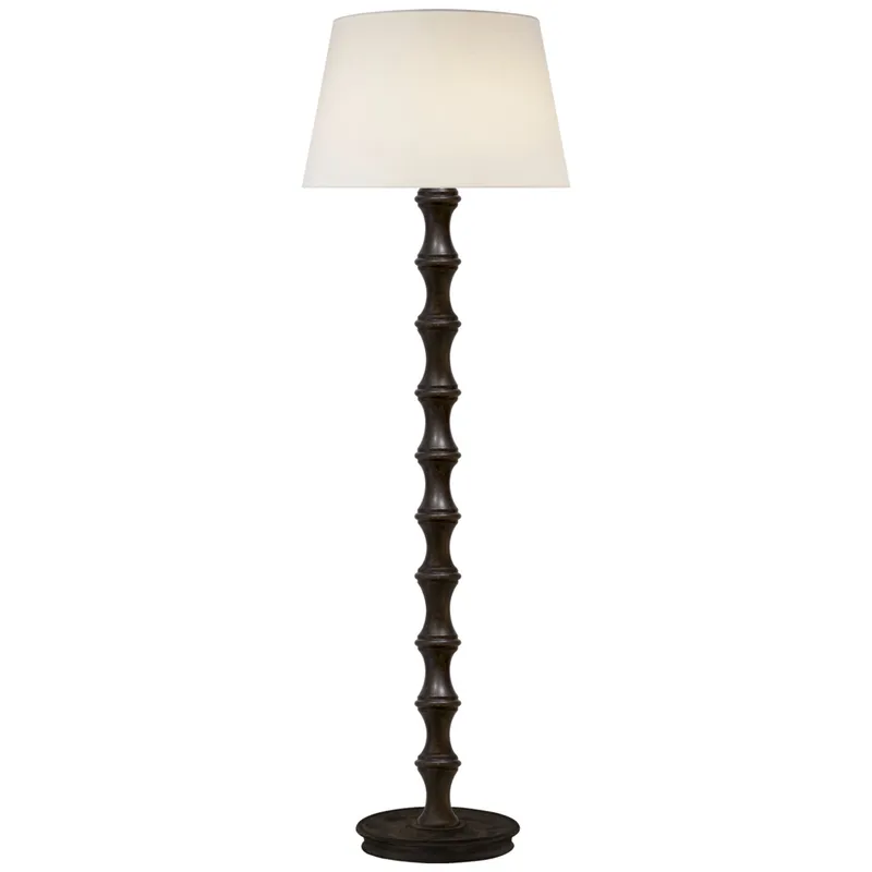 Visual Comfort Bamboo Floor Lamp in Bamboo with Linen Shade W17" x H52.5"