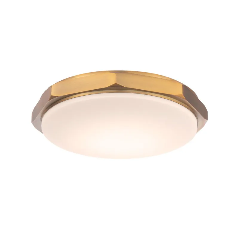 Grommet 16in LED Flush Mount 3-CCT 2700K-3000K-3500K Set to 3500K in Aged Brass