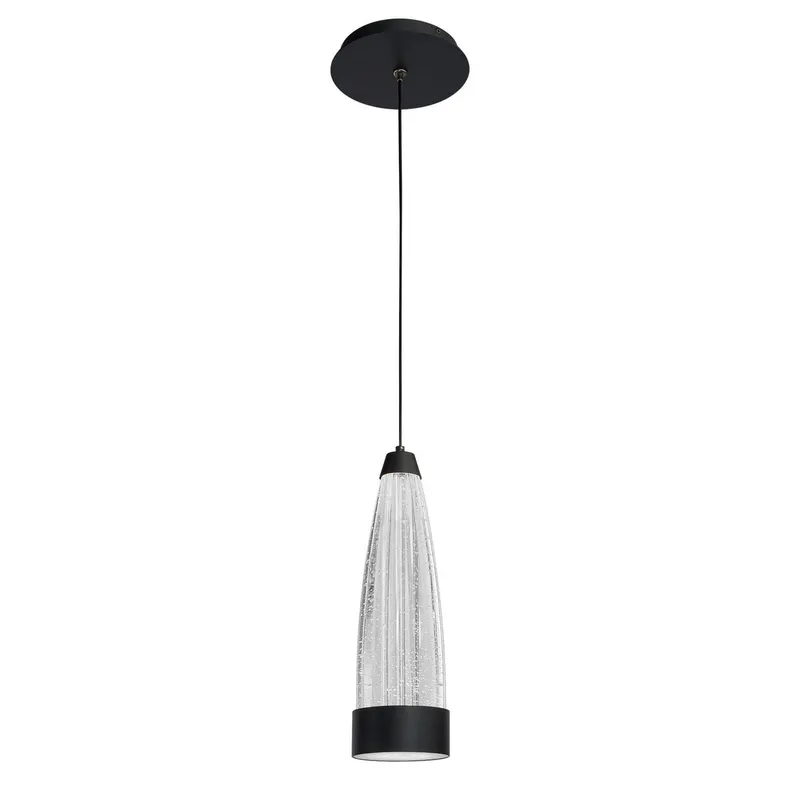 Mystic 12in LED Pendant with Optic Crystal 3500K in Black
