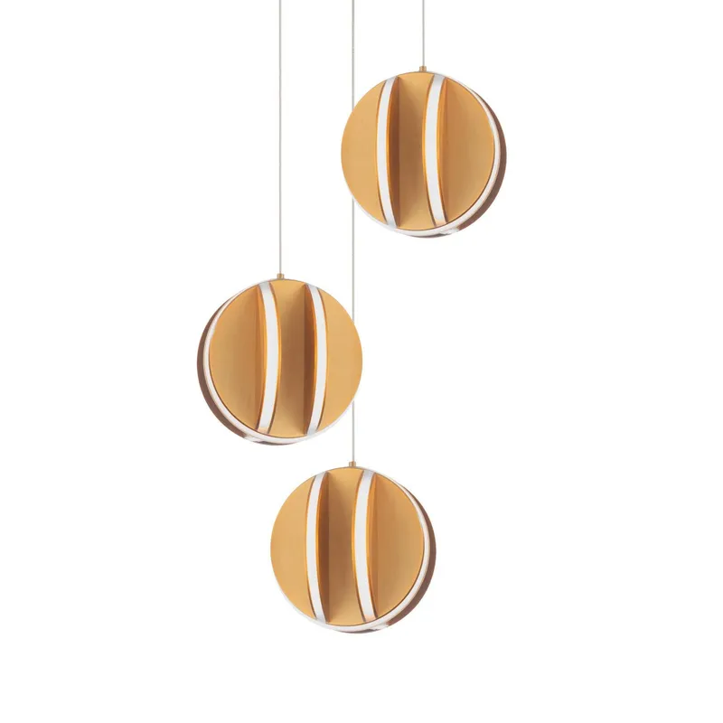 Carillion LED 3 Light Pendant 3000K in Aged Brass