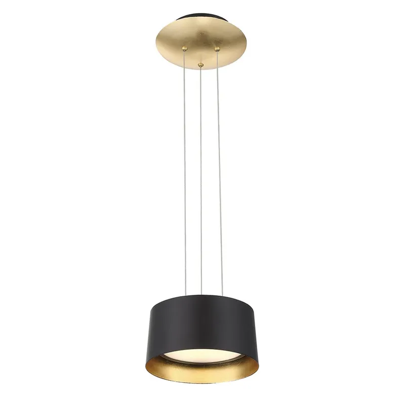 Marimba 8in LED Pendant 3000K in Black with Gold Leaf