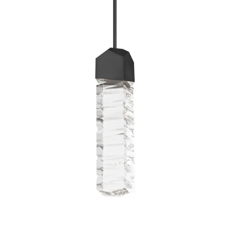 Juliet 15in LED Pendant 3500K with K-9 Faceted Crystal in Black