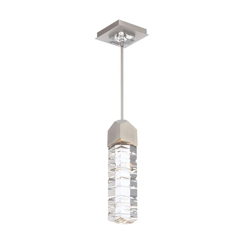 Juliet 15in LED Pendant 3500K with K-9 Faceted Crystal in Brushed Nickel