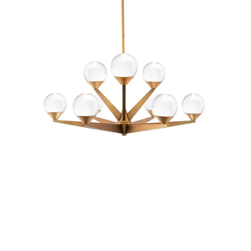 Double Bubble 27in LED 9 Light Chandelier 3000K in Aged Brass