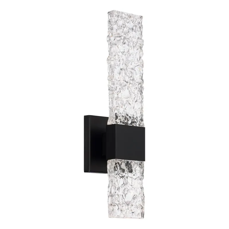 Reflect 18in LED Indoor or Outdoor Wall Light 3000K with Artisan Pressed Glass in Black