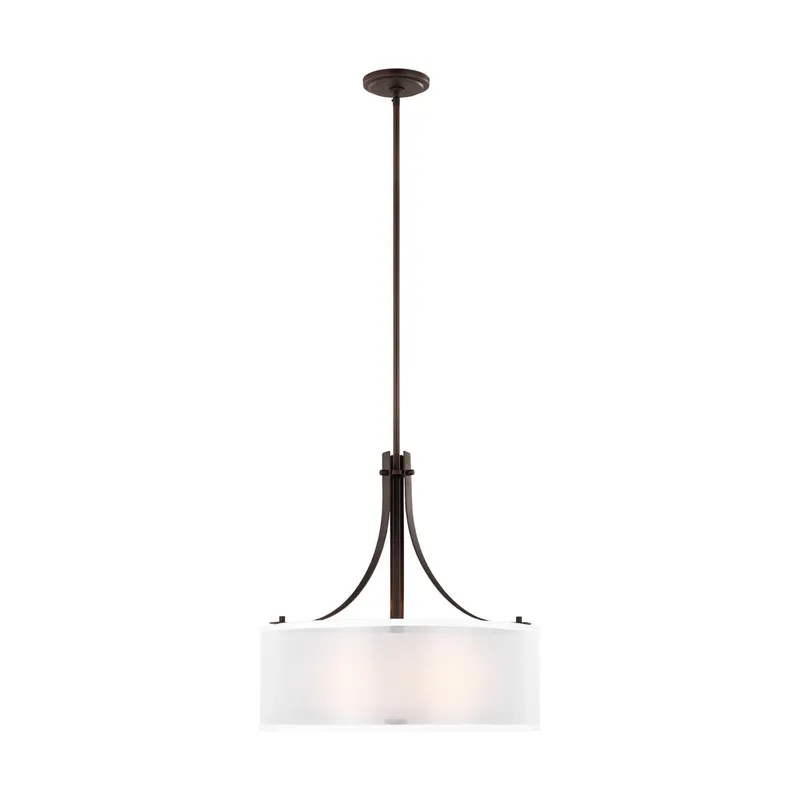 Elmwood Park Three Light Pendant LED Traditional 18" Height Steel Round Satin Etched Shade in Bronze
