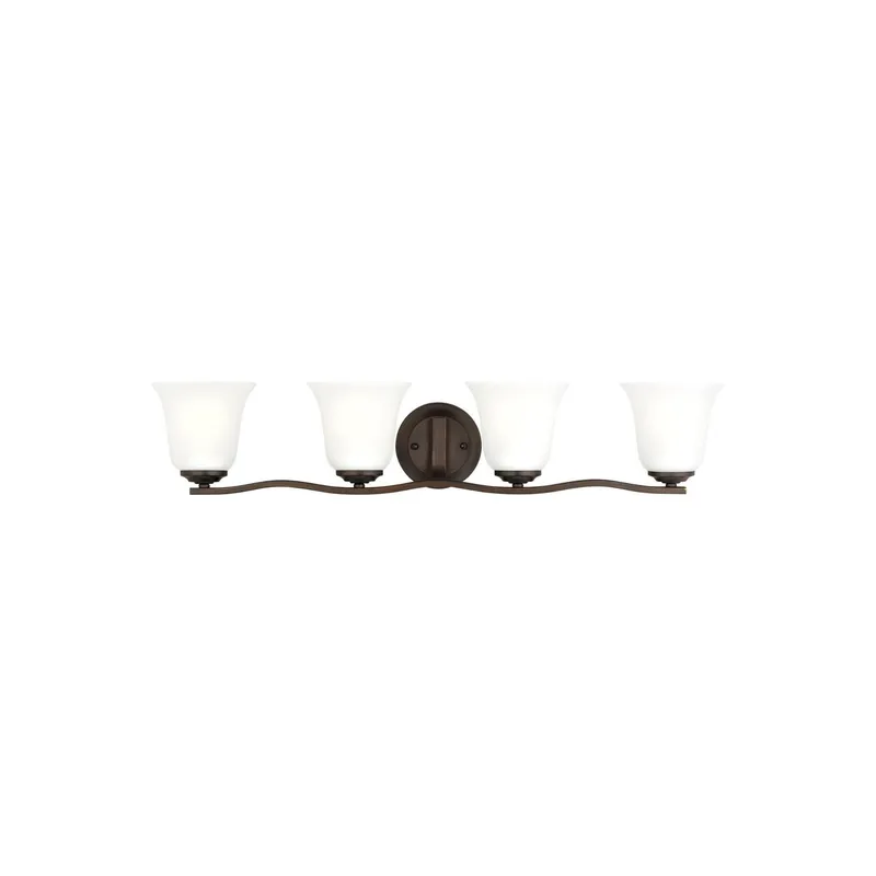 Emmons Four Light Wall / Bath LED Traditional Fixture 31.875" Width 6.25" Height Steel Round Satin Etched Shade in Bronze