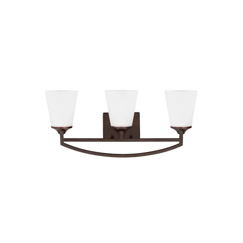 Hanford Three Light Wall / Bath LED Transitional Fixture 23.9375" Width 10.5" Height Steel Round Satin Etched Shade in Bronze