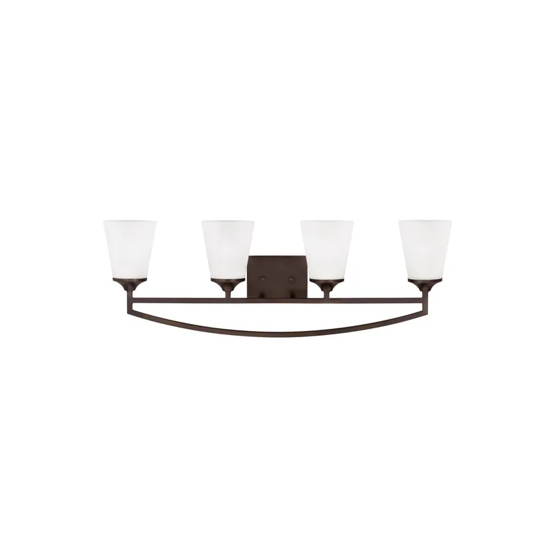 Hanford Four Light Wall / Bath LED Transitional Fixture 33.5" Width 11.25" Height Steel Round Satin Etched Shade in Bronze