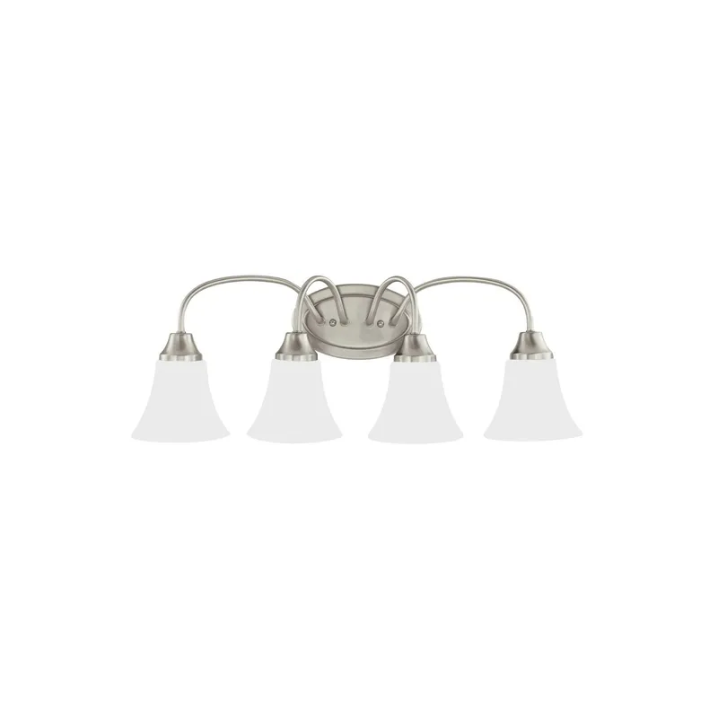 Holman Four Light Wall / Bath LED Traditional Fixture 24.5" Width 9" Height Steel Round Satin Etched Shade in Brushed Nickel