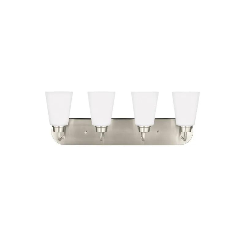 Kerrville Four Light Wall / Bath LED Transitional Fixture 24.625" Width 9" Height Steel Round Satin Etched Shade in Brushed Nickel