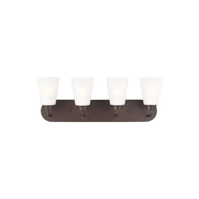 Kerrville Four Light Wall / Bath LED Transitional Fixture 24.625" Width 9" Height Steel Round Satin Etched Shade in Bronze