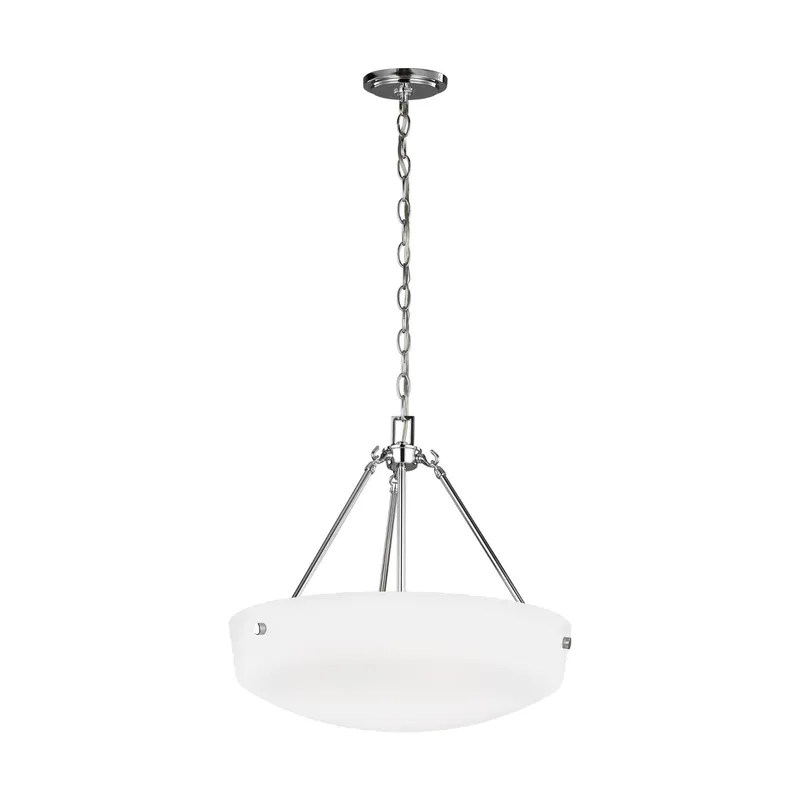 Kerrville Three Light Pendant LED Transitional 18.375" Height Steel Round Satin Etched Shade in Chrome