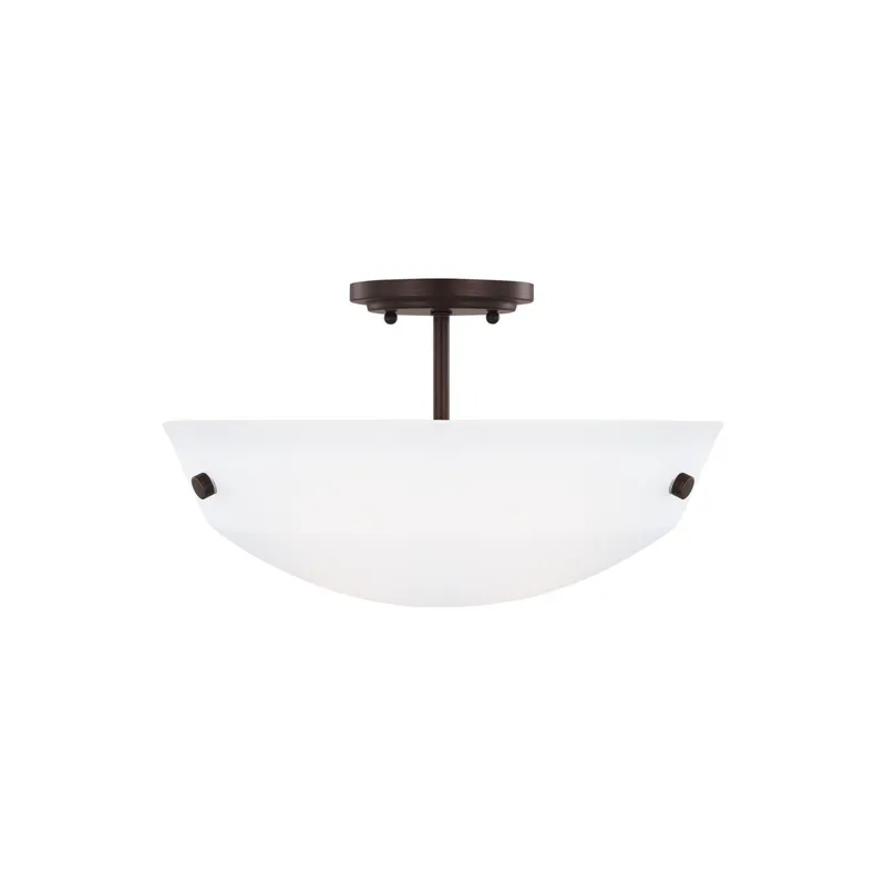 Kerrville Two Light Semi-Flush Convertible Pendant LED Transitional Ceiling Fixture 10.5" Height Steel Round Satin Etched Shade in Bronze