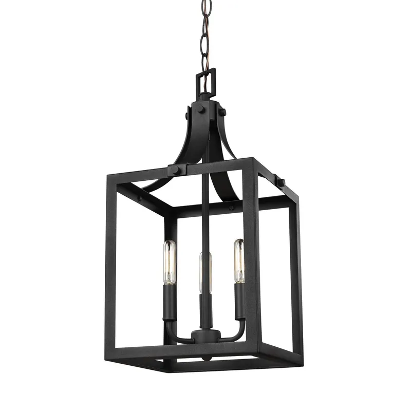 Labette Small Three Light Hall / Foyer LED Traditional Pendant 10" Width 19.75" Height Steel in Black