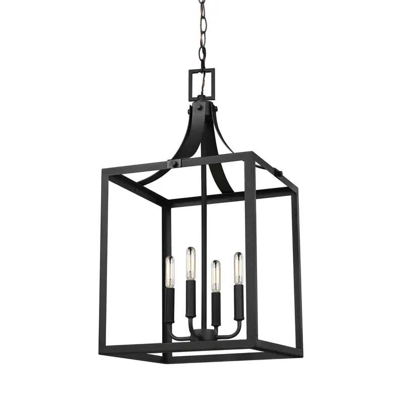 Labette Large Four Light Hall / Foyer LED Traditional Pendant 14" Width 27.25" Height Steel in Black