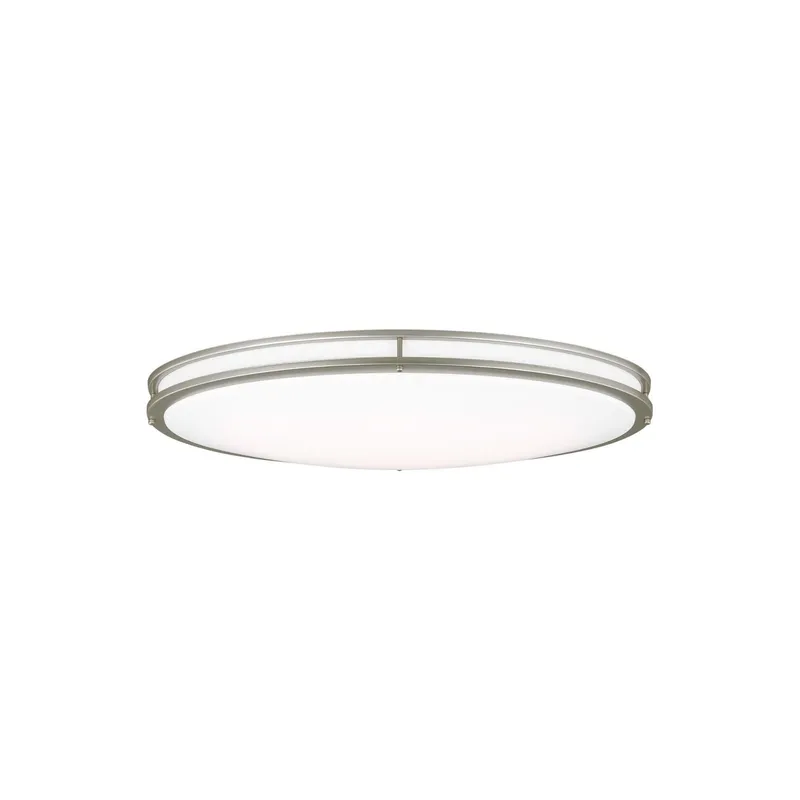 Mahone Oval LED Ceiling Flush Mount Modern Fixture 18" Width 4" Height Steel White Shade in Painted Brushed Nickel