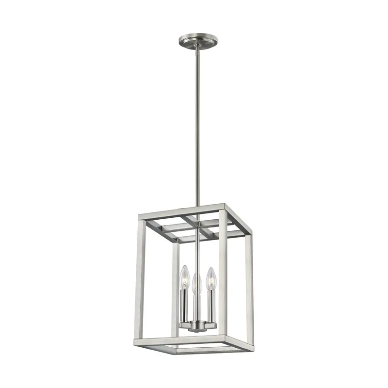 Moffet Street Small Three Light Hall / Foyer LED Transitional Pendant 10.5" Width 15" Height Steel in Brushed Nickel