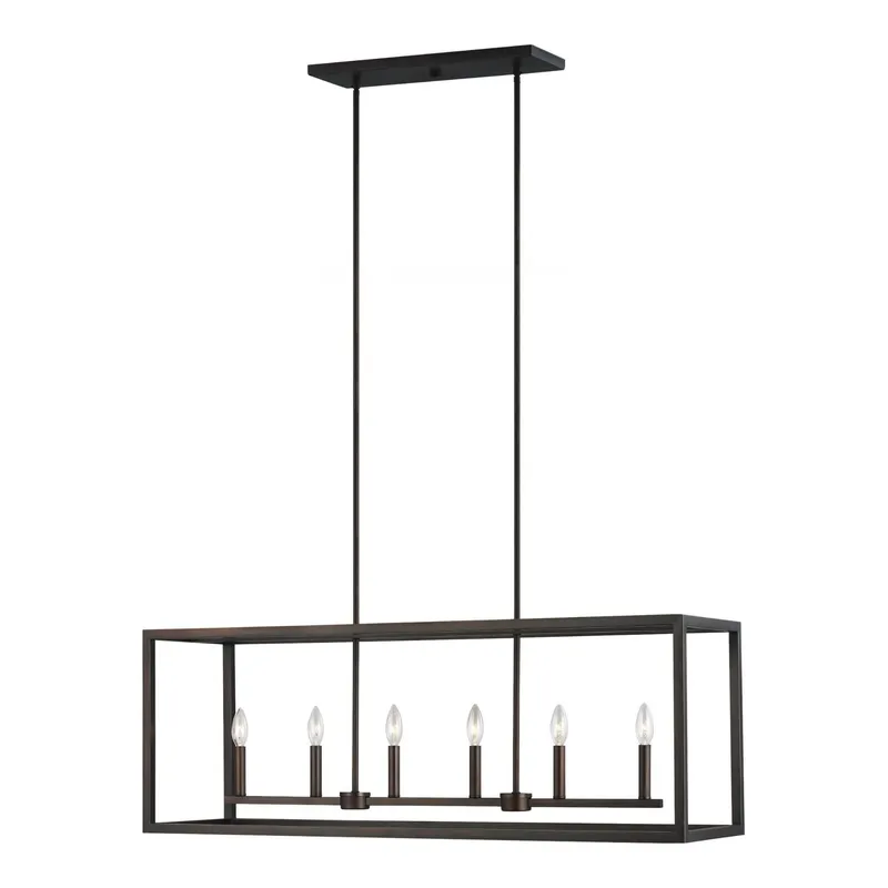 Moffet Street Six Light Island Pendant LED Transitional Chandelier 12" Width 15" Height Steel in Bronze