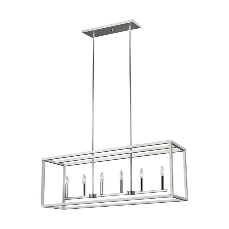Moffet Street Six Light Island Pendant LED Transitional Chandelier 12" Width 15" Height Steel in Brushed Nickel