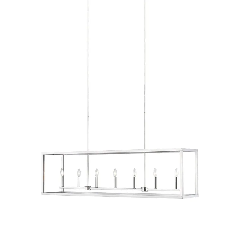 Moffet Street Long Seven Light Island Pendant LED Transitional Chandelier 12" Width 15" Height Steel in Brushed Nickel