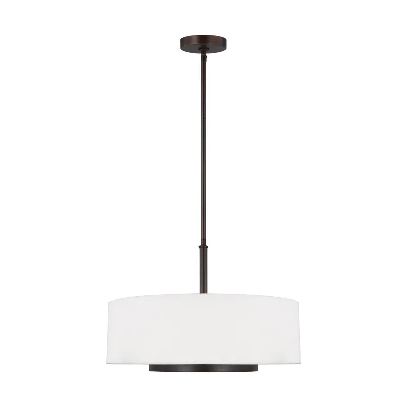 Nance Three Light Pendant Transitional 13.5" Height Steel Round Satin Etched Shade in Bronze
