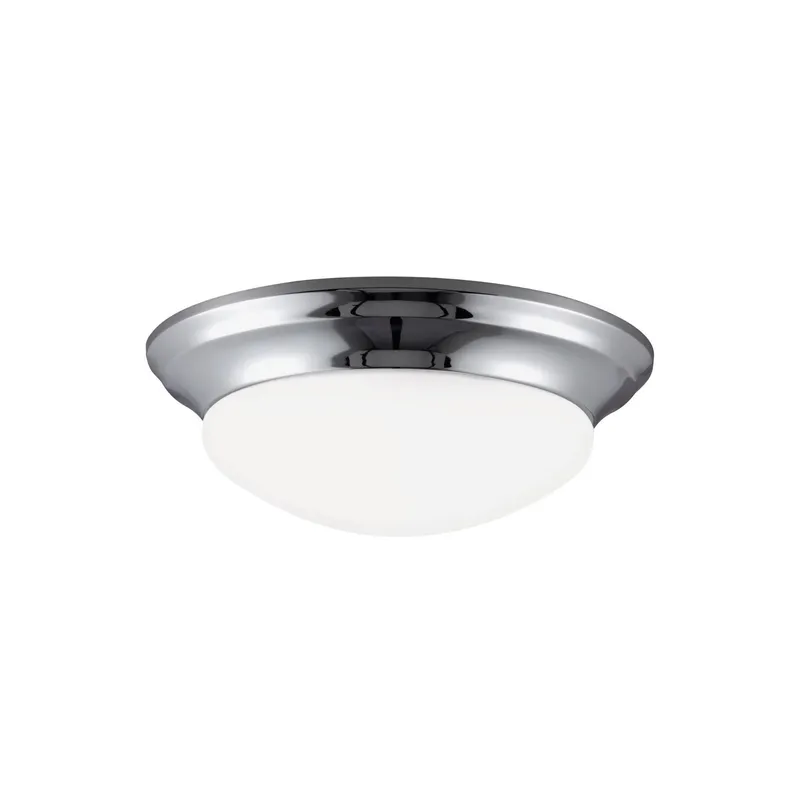 Nash Three Light Ceiling Flush Mount LED Contemporary Fixture 5.5" Height Steel Round Satin Etched Shade in Chrome