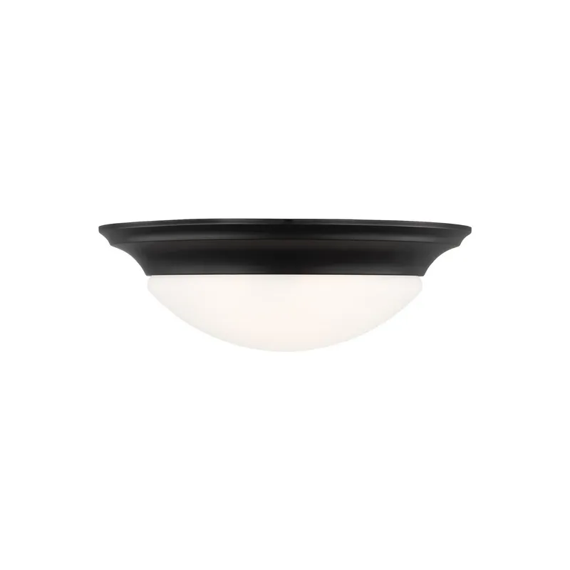 Nash Three Light Ceiling Flush Mount LED Contemporary Fixture 5.5" Height Steel Round Satin Etched Shade in Midnight Black