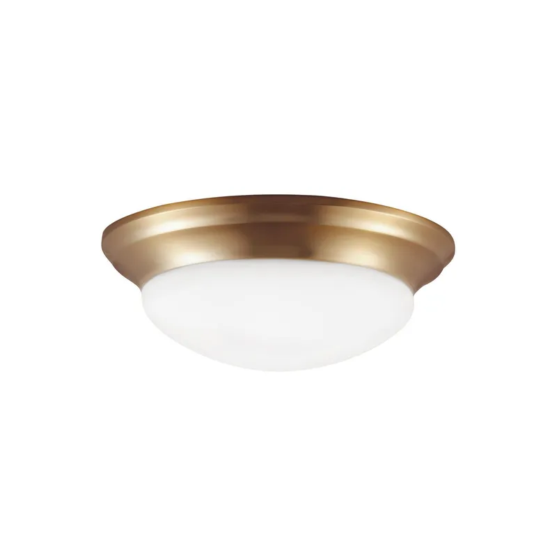 Nash Three Light Ceiling Flush Mount LED Contemporary Fixture 5.5" Height Steel Round Satin Etched Shade in Brass