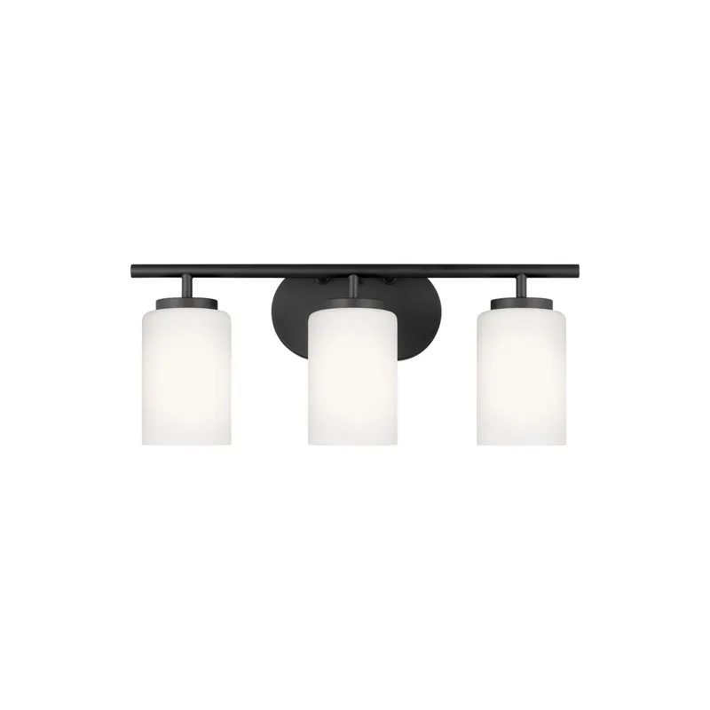 Oslo Three Light Wall / Bath LED Contemporary Fixture 20" Width 8.5" Height Steel Round Cased Opal Etched Shade in Midnight Black