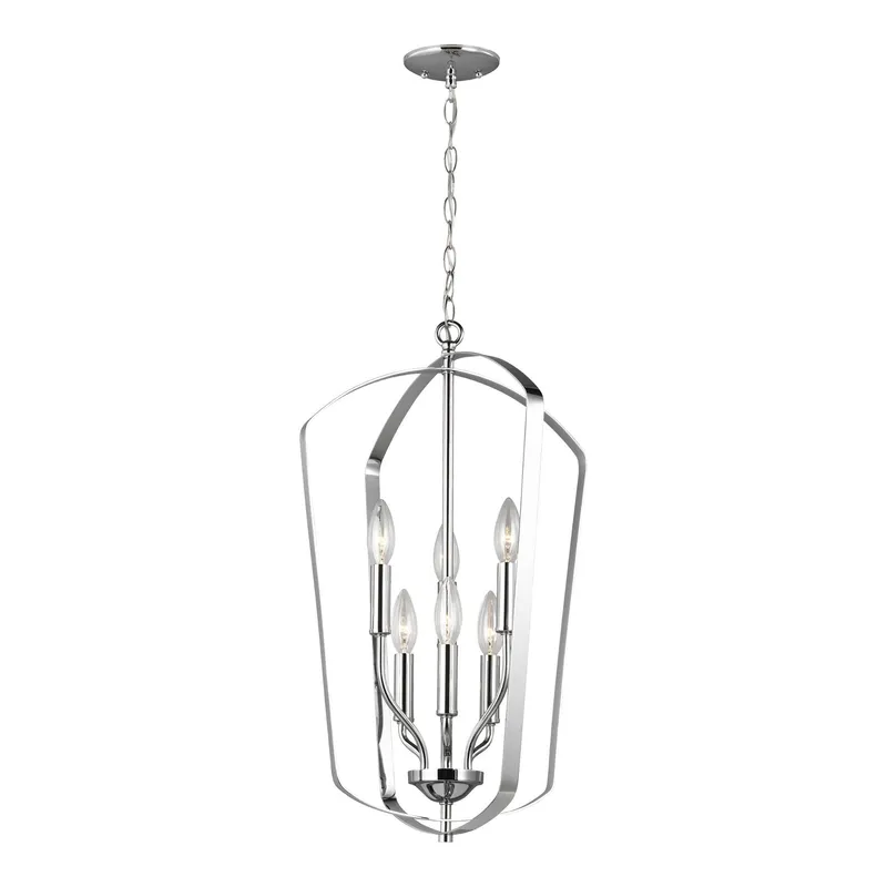 Romee Medium Six Light Hall / Foyer LED Transitional Pendant 23.375" Height Steel in Chrome