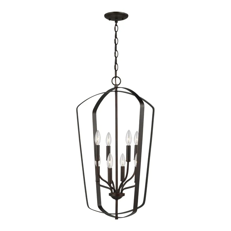 Romee Large Eight Light Hall / Foyer LED Transitional Pendant 30" Height Steel in Bronze