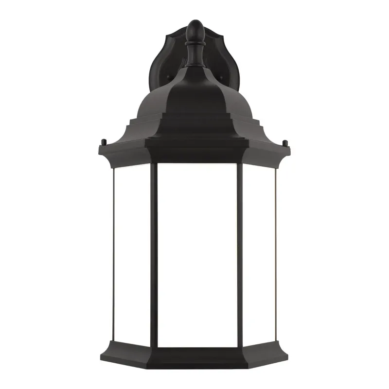 Sevier Extra Large One Light Downlight Outdoor Wall Lantern LED Traditional Fixture 12.5" Width 23.25" Height Die Cast Aluminum Rectangular Satin Etched Shade in Black