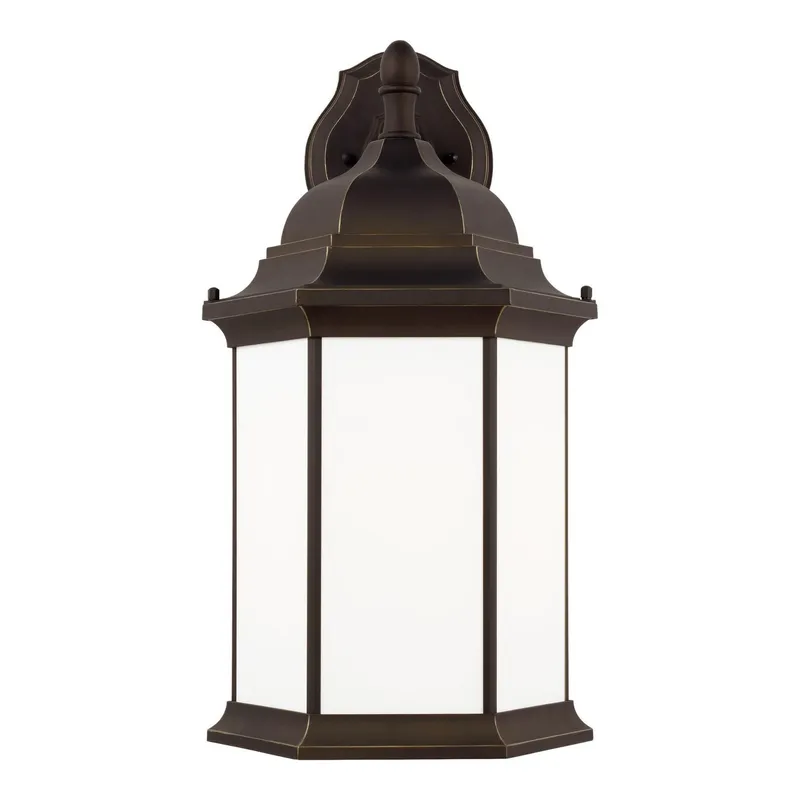 Sevier Extra Large One Light Downlight Outdoor Wall Lantern LED Traditional Fixture 12.5" Width 23.25" Height Die Cast Aluminum Rectangular Satin Etched Shade in Antique Bronze