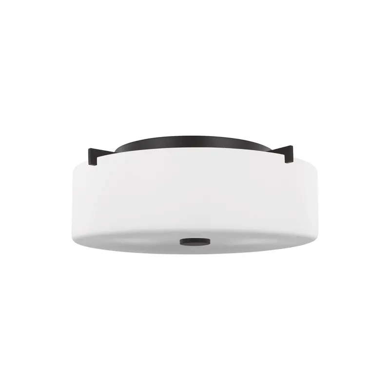 Sunset Drive Small Two Light Flush Mount LED Modern Ceiling Fixture 4.75" Height Steel Round White Opal Etched Shade in Oil Rubbed Bronze