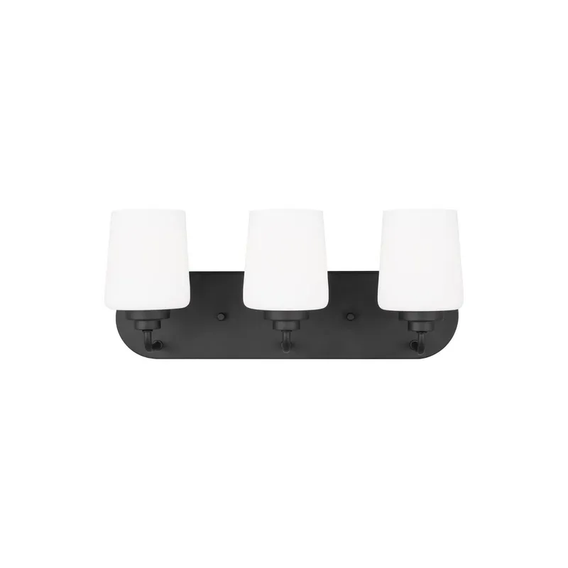 Windom Three Light Wall / Bath LED Traditional Fixture 18" Width 7.5" Height Steel Round Etched White Inside Shade in Midnight Black