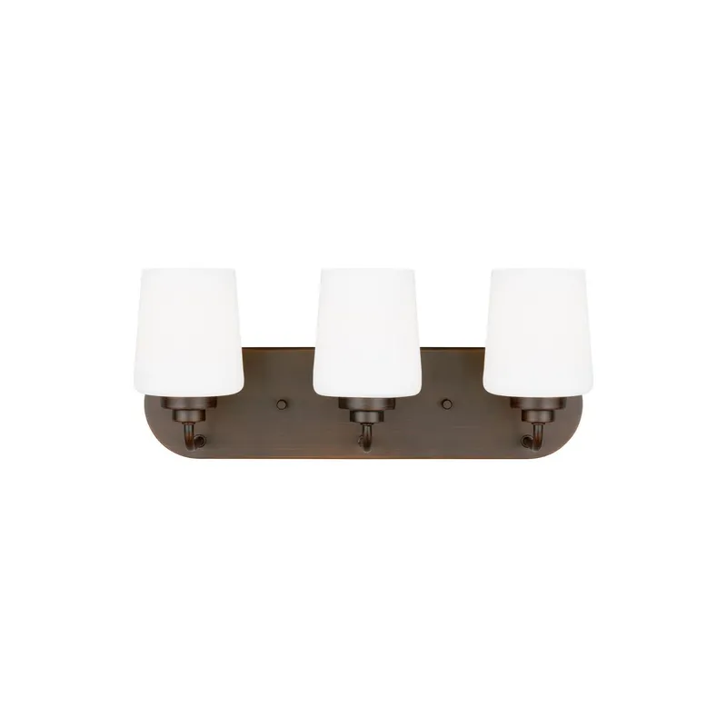 Windom Three Light Wall / Bath LED Traditional Fixture 18" Width 7.5" Height Steel Round Etched White Inside Shade in Bronze