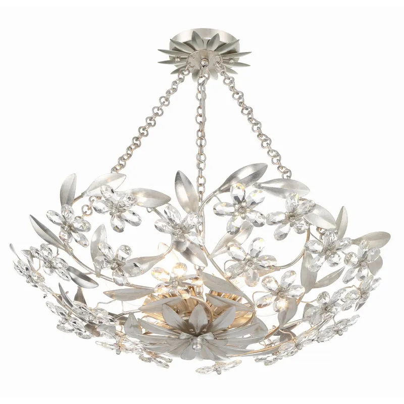 Marselle 24'' Antique Silver Semi Flush Mount Silver 24"W x 6"H x 24"D