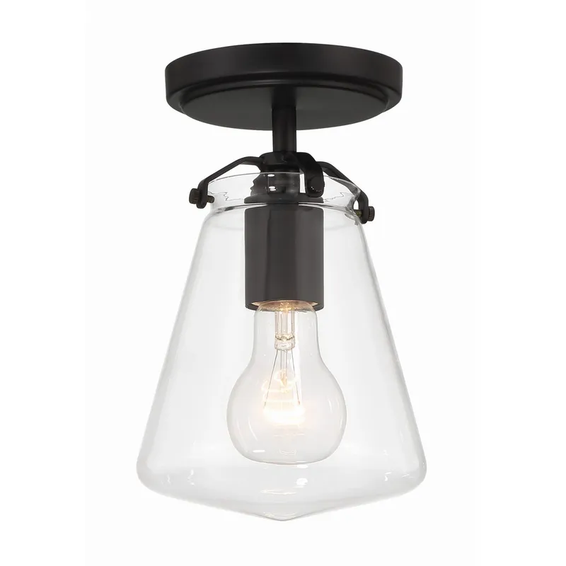 Voss 5.75'' Matte Black Semi Flush Mount Black 5.75"W x 9.25"H x 5.75"D