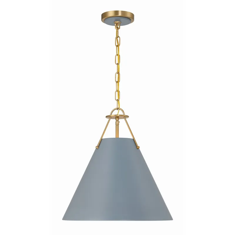 Xavier 16'' Vibrant Gold + Blue Pendant Blue 16"W x 16.5"H x 16"D