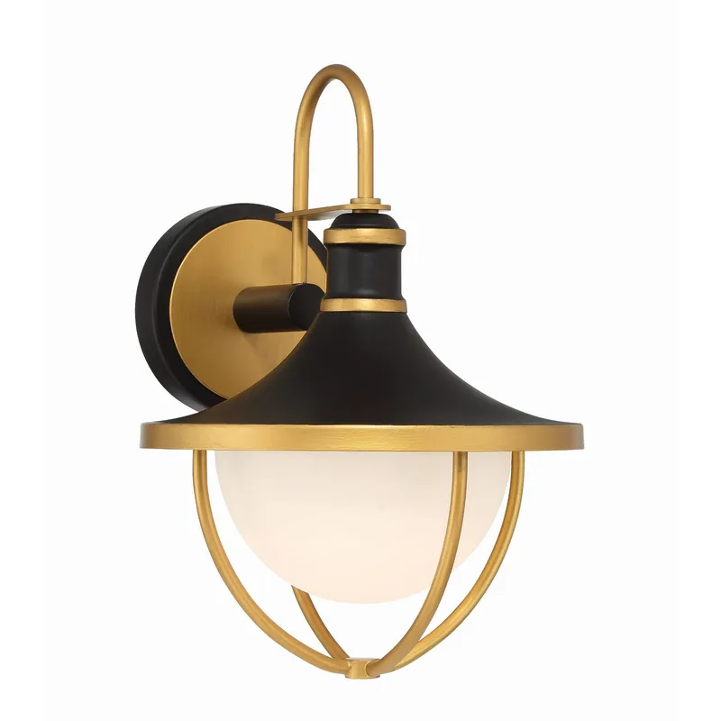 Atlas 9.75'' Matte Black + Textured Gold Outdoor Sconce Black 9.75"W x 13.5"H x 11"D