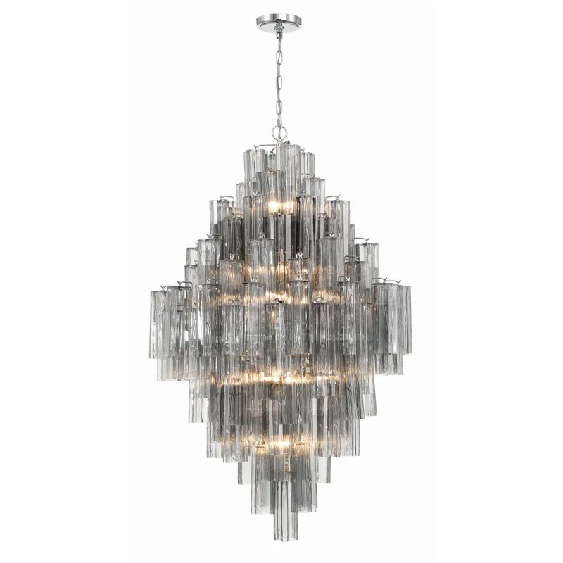 Addis 31.5'' Polished Chrome Chandelier Gray 31.5"W x 50.5"H x 31.5"D