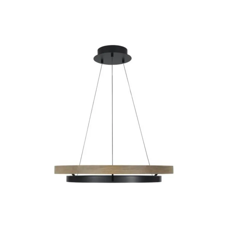 Grace 30 Chandelier Chandeliers 1-Light LED 3000K MATTE BLACK/WEATHERED OAK WOOD by Sean Lavin