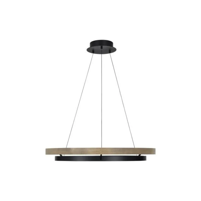 Grace 36 Chandelier Chandeliers 1-Light LED 3000K MATTE BLACK/WEATHERED OAK WOOD by Sean Lavin